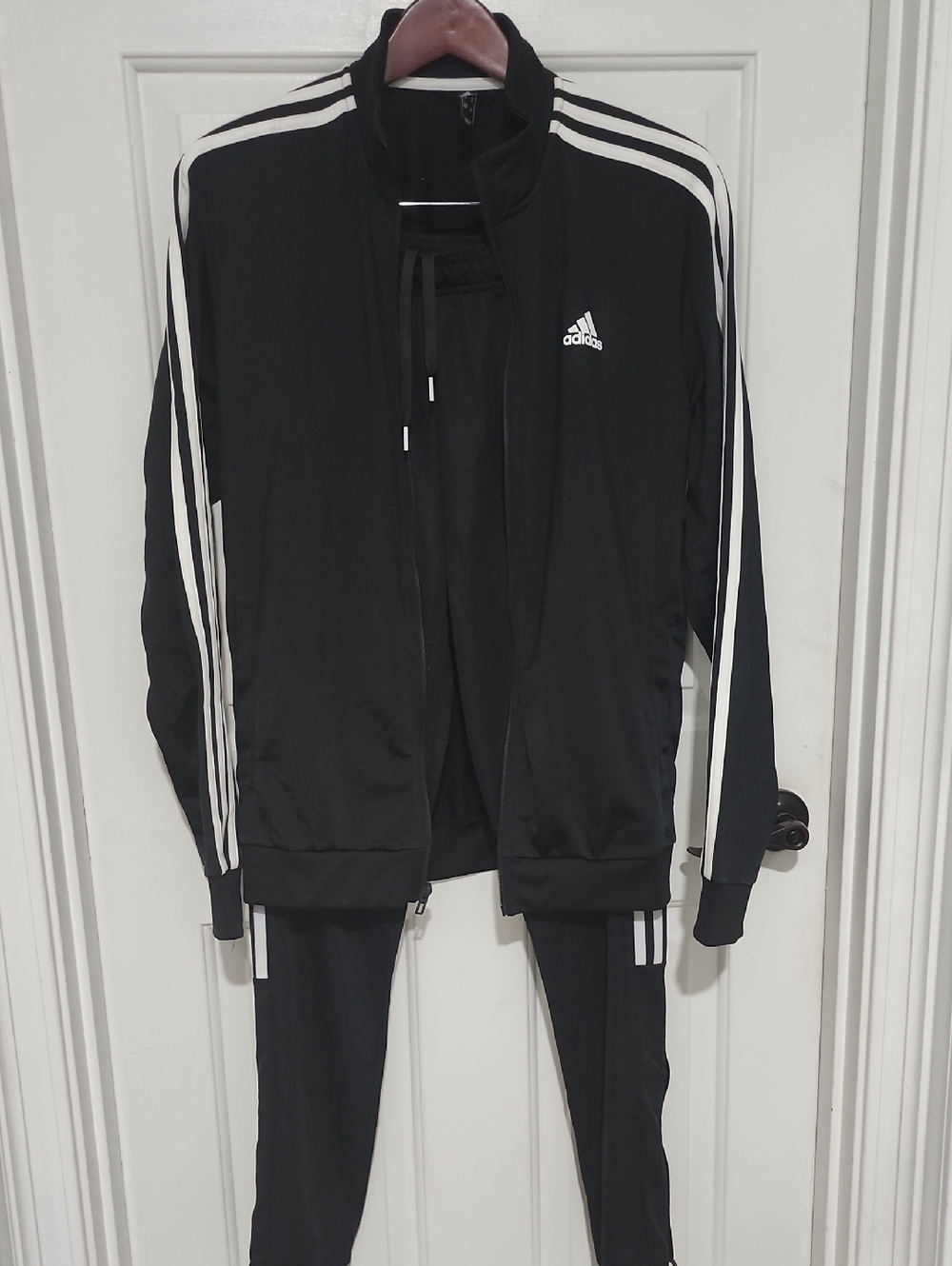adidas Black Track Jacket with White Stripes